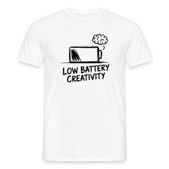 Low Battery Creativity – Battery empty, ideas gone - Men's T-Shirt - white - Front - AI Model Male 178 dark (178cm)