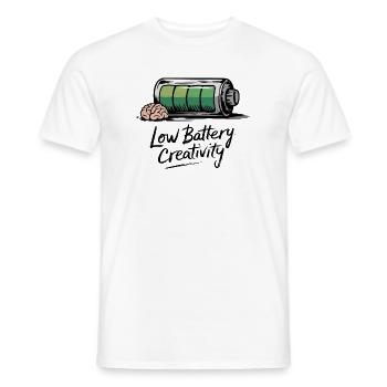 Creative humor – battery empty, ideas gone - Men's T-Shirt - white - Front - AI Model Male 178 dark (178cm)