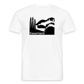 Sauerland silhouette paysage panneau routier - T-shirt homme - blanc - Devant - AI Model Male 178 dark (178cm)