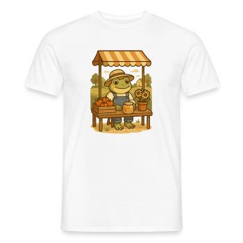 Frog at the Market Stand – Cottagecore Frog - Men's T-Shirt - white - Front - AI Model Male 178 dark (178cm)