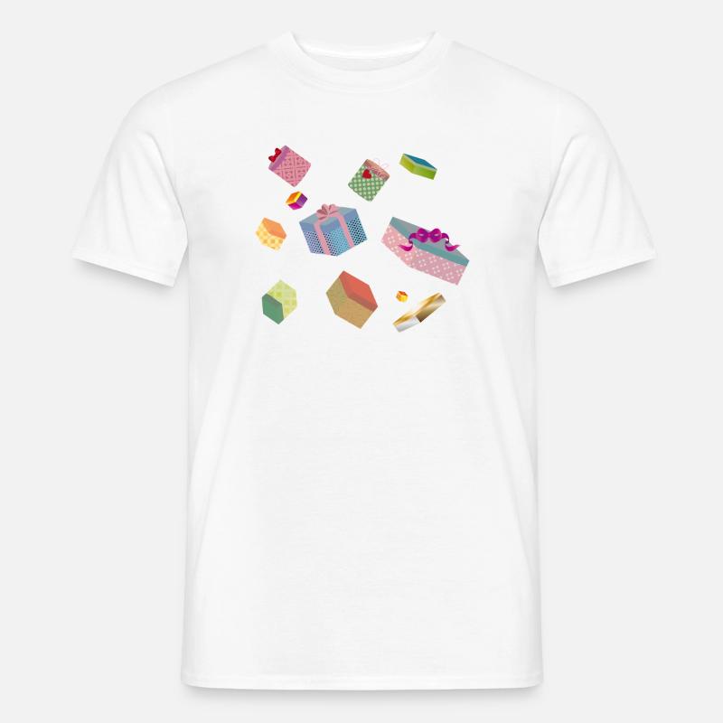 Bunte Geschenkboxen – festlich verpackte Geschenke - Männer T-Shirt - Weiß