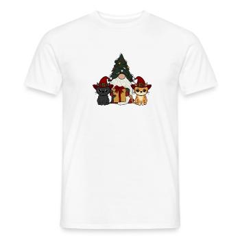 Cat with gnome - Men's T-Shirt - white - Front - AI Model Male 178 dark (178cm)
