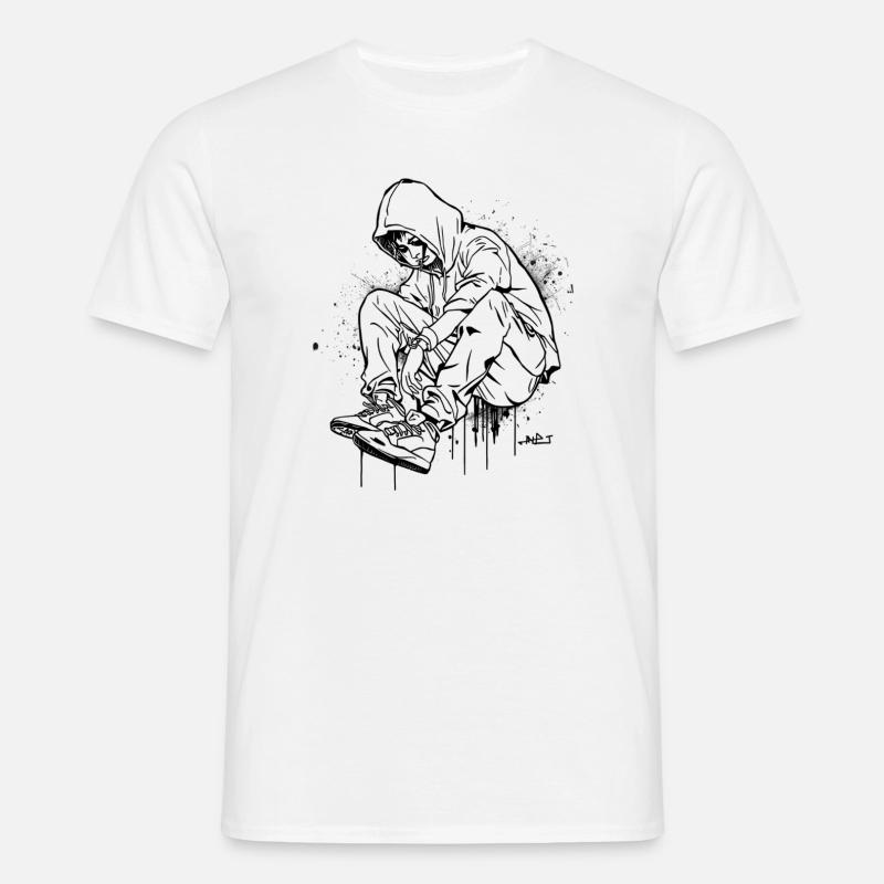 Silhouette Kapuzenpullover Graffiti - Männer T-Shirt - Weiß