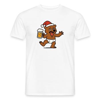 Christmas Bear Cheers Beer Santa Hat Berlin - Men's T-Shirt - white - Front - AI Model Male 178 dark (178cm)