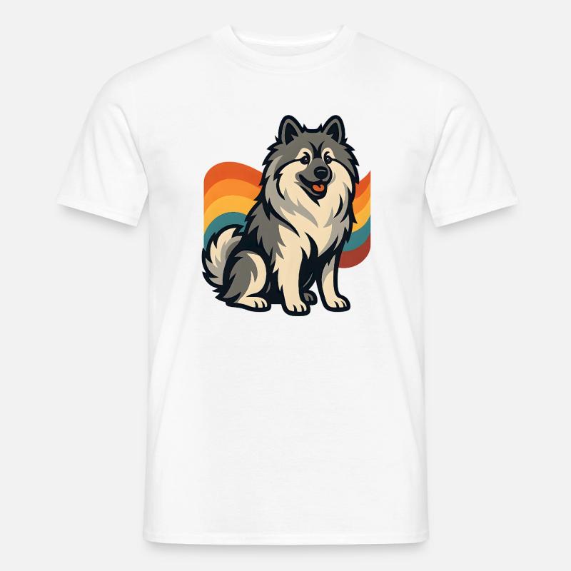 Deutscher Spitz Hund im Regenbogen Hintergrund - Männer T-Shirt - Weiß