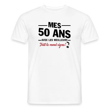 50th Anniversary 1975 Funny Gift - Men's T-Shirt - white - Front - AI Model Male 178 dark (178cm)