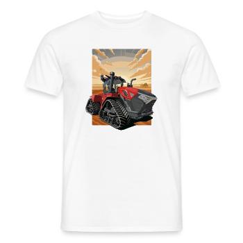 Tracteur au coucher du soleil avec suspension sur chenilles - T-shirt homme - blanc - Devant - AI Model Male 178 dark (178cm)