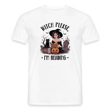 Lecture de sorcière par Pumpkin Night - T-shirt homme - blanc - Devant - AI Model Male 178 dark (178cm)