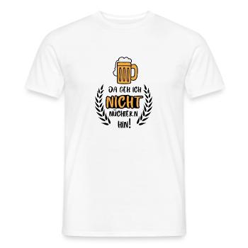 Da geh ich nicht nüchtern hin / Bier Party Spruch - Männer T-Shirt - Weiß - Vorne - AI Model Male 178 dark (178cm)