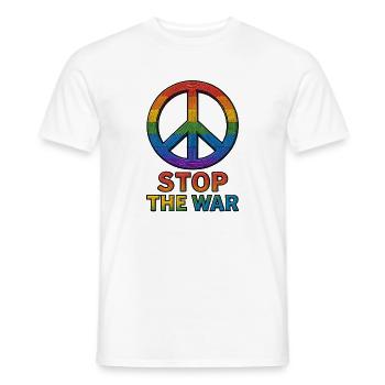Peace Zeichen Regenbogen – Stop The War Design - Männer T-Shirt - Weiß - Vorne - AI Model Male 178 dark (178cm)