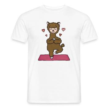 Cuddly Alpaca Yoga Heart - Men's T-Shirt - white - Front - AI Model Male 178 dark (178cm)