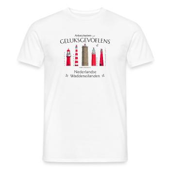 Ameland, Texel, Terschellingen Dessin à la main - T-shirt homme - blanc - Devant - AI Model Male 178 dark (178cm)