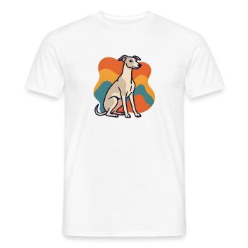 Bunter Whippet-Hund im abstrakten Hintergrund - Männer T-Shirt - Weiß - Vorne - AI Model Male 178 dark (178cm)