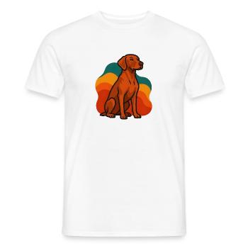 Vizsla Chien dans la palette rétro - T-shirt homme - blanc - Devant - AI Model Male 178 dark (178cm)