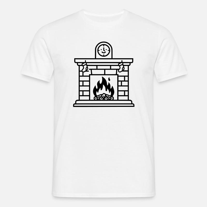 Gemütlicher Weihnachtskamin mit Feuer - Männer T-Shirt - Weiß