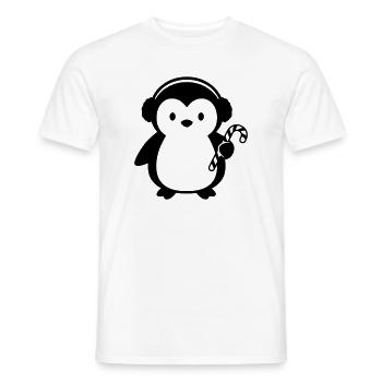 Pingouin mignon avec canne à sucre | Noël - T-shirt homme - blanc - Devant - AI Model Male 178 dark (178cm)