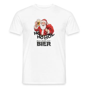 Le Père Noël dit apportez-moi une bière - T-shirt homme - blanc - Devant - AI Model Male 178 dark (178cm)