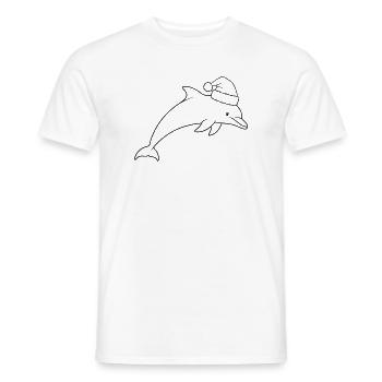 Christmas dolphin with Santa hat - Men's T-Shirt - white - Front - AI Model Male 178 dark (178cm)