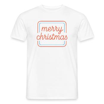 Neon Merry Christmas Schriftzug - Männer T-Shirt - Weiß - Vorne - AI Model Male 178 dark (178cm)