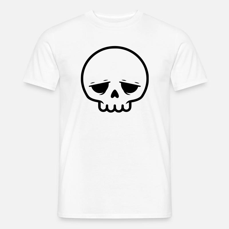 Trauriger Totenkopf | Emo & Goth Design - Männer T-Shirt - Weiß