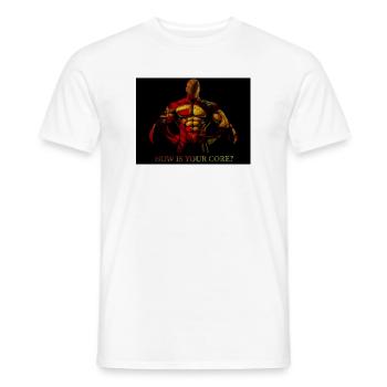 Question centrale : Explosion d’abdominaux audacieux - T-shirt homme - blanc - Devant - AI Model Male 178 dark (178cm)