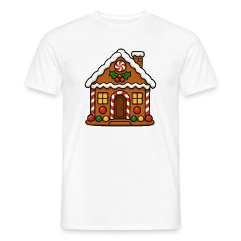 Maison en pain d’épices avec motif canne à sucre - T-shirt homme - blanc - Devant - AI Model Male 178 dark (178cm)