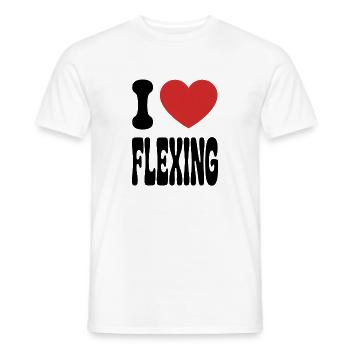 I love flexing Bodybuilding Gym Workout - Men's T-Shirt - white - Front - AI Model Male 178 dark (178cm)