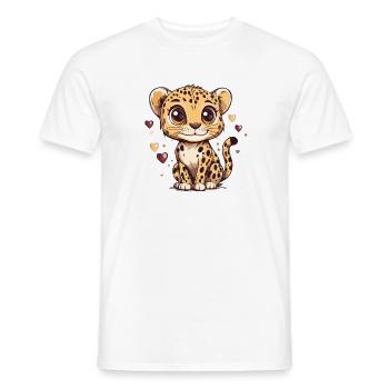 Mignon léopard garçon coeur design - T-shirt homme - blanc - Devant - AI Model Male 178 dark (178cm)