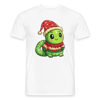 Noël du ver - T-shirt homme - blanc - Devant - AI Model Male 178 dark (178cm)