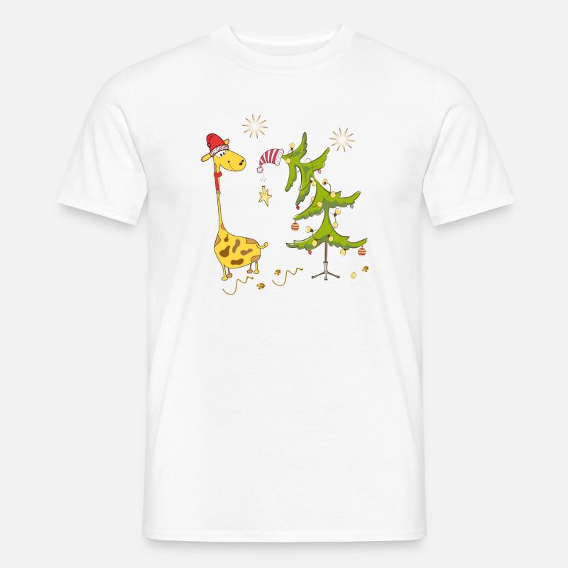 Giraffe mit Weihnachtsbaum - Männer T-Shirt - Weiß