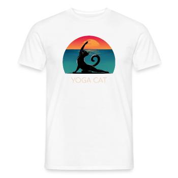 Yoga Cat – Un design décontracté pour les fans de chats - T-shirt homme - blanc - Devant - AI Model Male 178 dark (178cm)