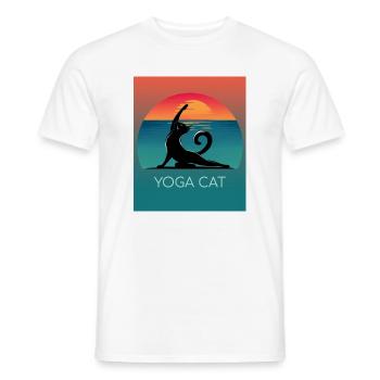 Yoga Cat – Un design décontracté pour les fans de chats - T-shirt homme - blanc - Devant - AI Model Male 178 dark (178cm)