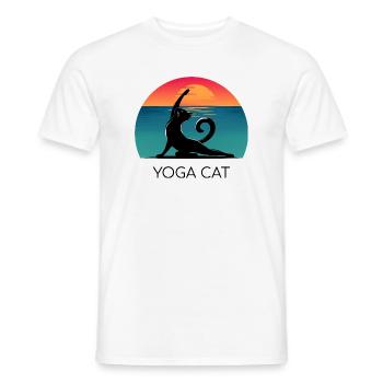 Yoga Cat – Un design décontracté pour les fans de chats - T-shirt homme - blanc - Devant - AI Model Male 178 dark (178cm)