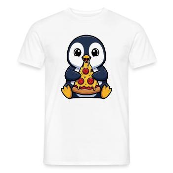 Mignon pingouin pizza dessin animé de la cuisine italienne - T-shirt homme - blanc - Devant - AI Model Male 178 dark (178cm)