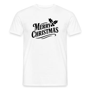 Merry Christmas mit Stechpalmenblättern - Männer T-Shirt - Weiß - Vorne - AI Model Male 178 dark (178cm)