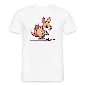 Kangourou avec bébé dans sa poche doux et joyeux - T-shirt homme - blanc - Devant - AI Model Male 178 dark (178cm)