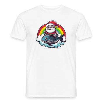 Piranha Fische Weihnachtsmann Weihnachten - Männer T-Shirt - Weiß - Vorne - AI Model Male 178 dark (178cm)