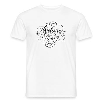 Vienna Love. Welcome to Vienna. - Men's T-Shirt - white - Front - AI Model Male 178 dark (178cm)