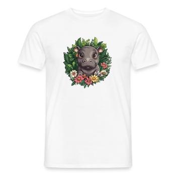 Nilpferd im Blumengarten - Männer T-Shirt - Weiß - Vorne - AI Model Male 178 dark (178cm)