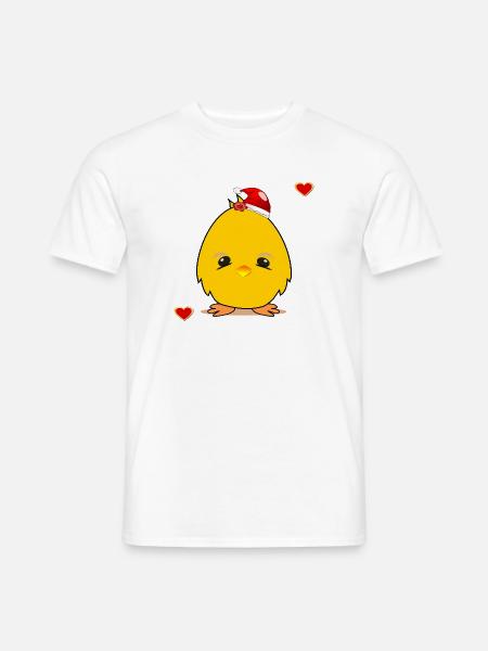 Weihnachtsküken Weihnachten Herz - Männer T-Shirt - Weiß