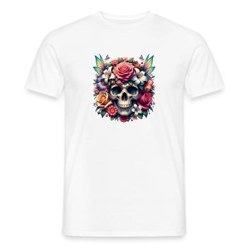Flowers Skull Beauty Bloom - Men's T-Shirt - white - Front - AI Model Male 178 dark (178cm)