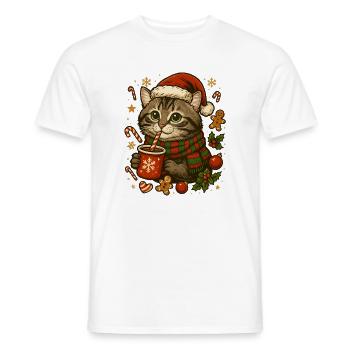 Chat à Noël - T-shirt homme - blanc - Devant - AI Model Male 178 dark (178cm)