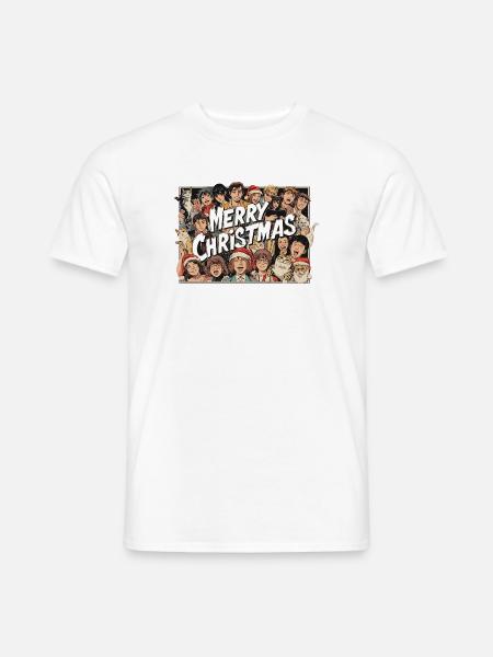 Fröhliche Weihnachten Manga Gruppenbild - Männer T-Shirt - Weiß