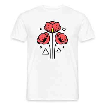 Coquelicots-coquelicots-minimaliste-Line-Art-2 - T-shirt homme - blanc - Devant - AI Model Male 178 dark (178cm)