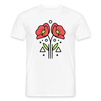 Coquelicots coquelicots minimaliste Line Art 9 - T-shirt homme - blanc - Devant - AI Model Male 178 dark (178cm)