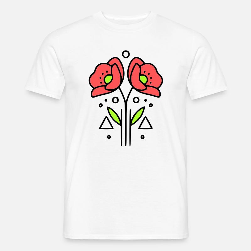 mohnblume-mohnblumen-minimalistisch-line-art-9 - Männer T-Shirt - Weiß
