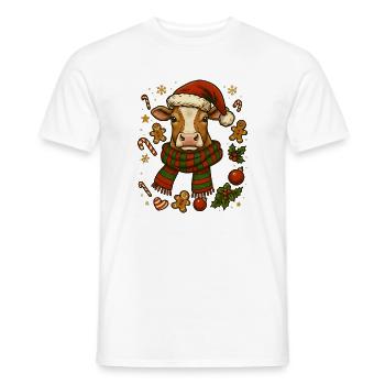 Kuh an Weihnachten - Männer T-Shirt - Weiß - Vorne - AI Model Male 178 dark (178cm)