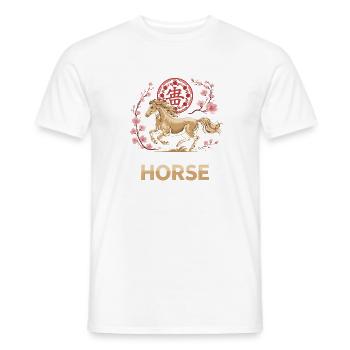 Jahr des Pferdes: Pferd & Kirschblüten - Männer T-Shirt - Weiß - Vorne - AI Model Male 178 dark (178cm)