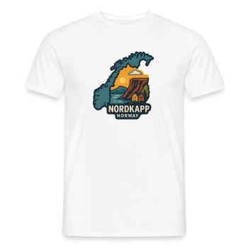 Sonnenuntergang am Nordkap bei Klippan in Norwegen - Männer T-Shirt - Weiß - Vorne - AI Model Male 178 dark (178cm)