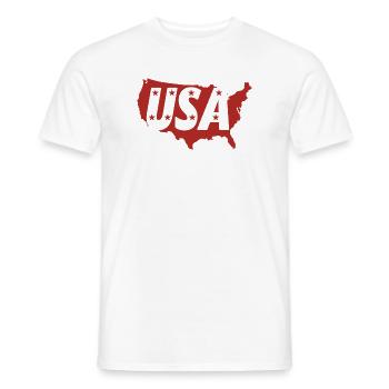 USA map with letter monograms and stars - Men's T-Shirt - white - Front - AI Model Male 178 dark (178cm)